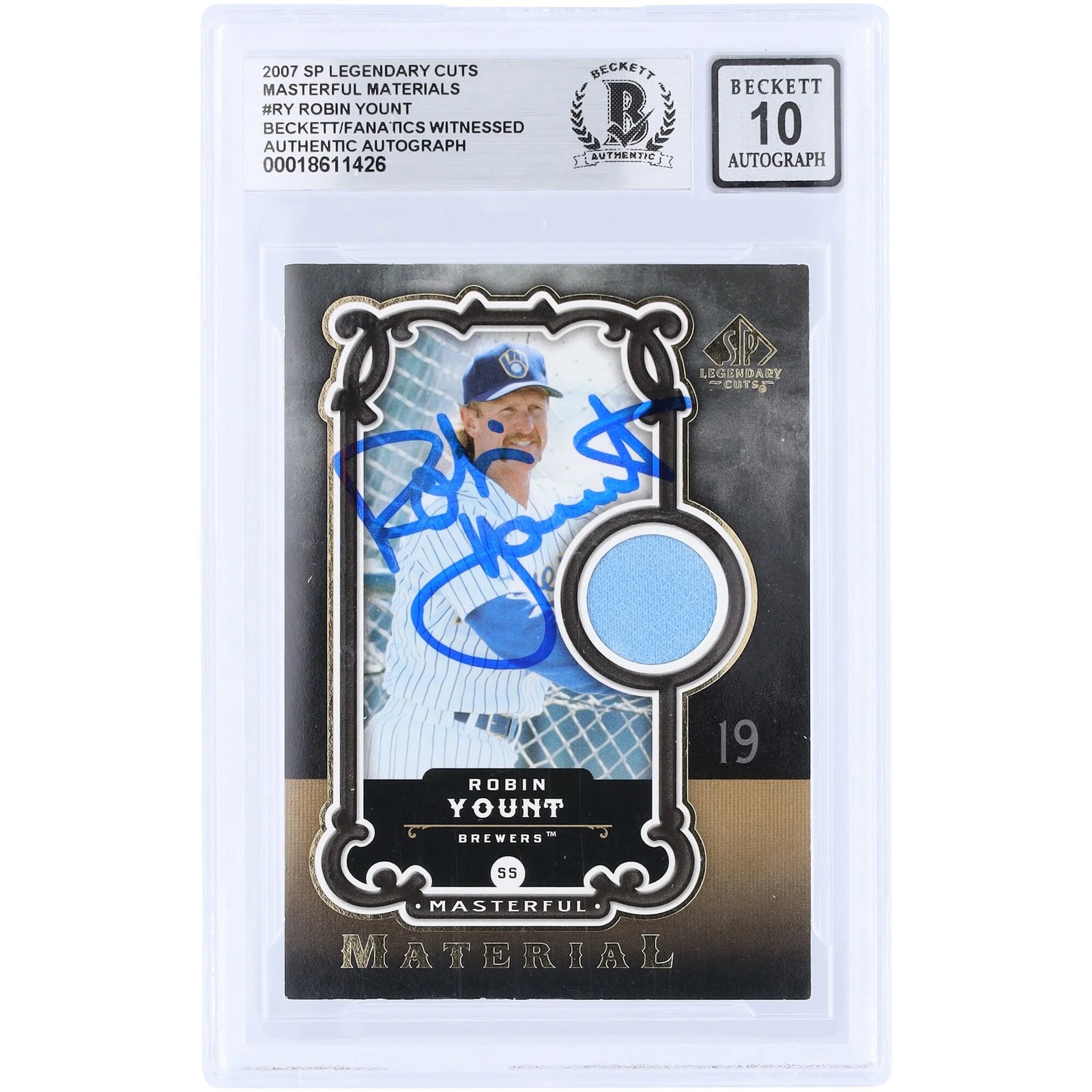 Robin Yount Signed 2007 Upper Deck SP Legendary Cuts Card | Graded 10