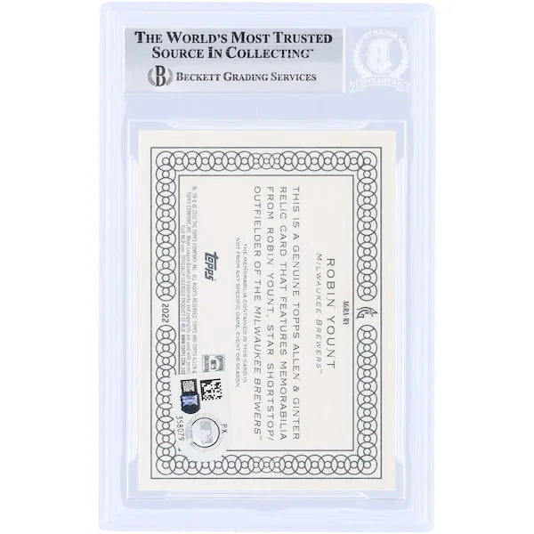Robin Yount Signed 2022 Topps Allen & Ginter Relic Card | Beckett Authenticated