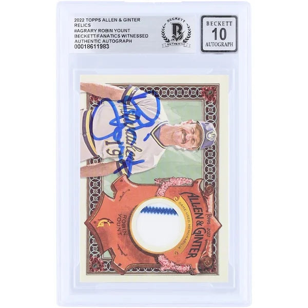 Robin Yount Signed 2022 Topps Allen & Ginter Relic Card | Beckett Graded 10