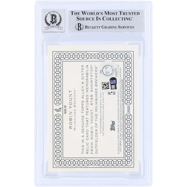 Robin Yount Signed 2022 Topps Allen & Ginter Relic Card | Beckett Graded 10