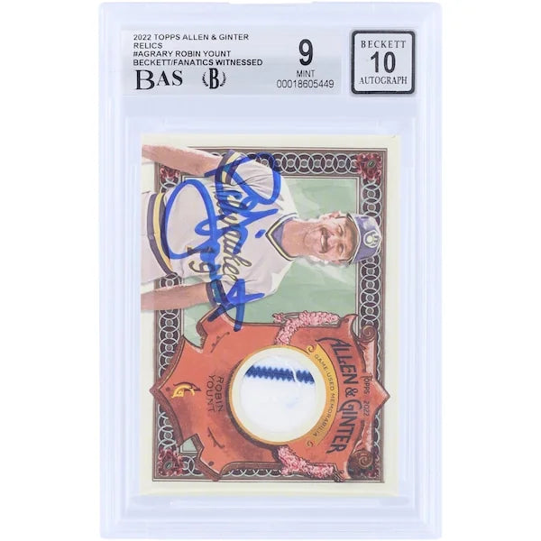 Robin Yount Signed 2022 Topps Allen & Ginter Relic Card | Beckett 9