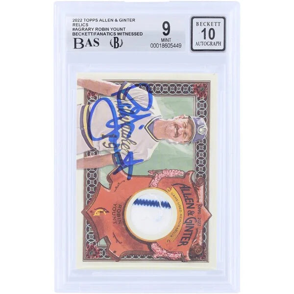 Robin Yount Signed 2022 Topps Allen & Ginter Relic Card | Beckett 9