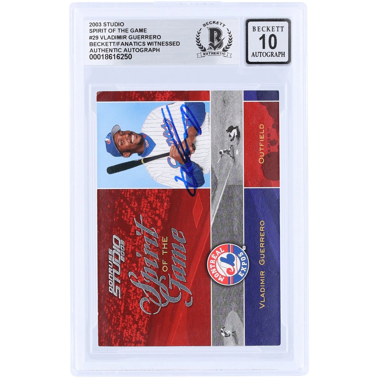 Vladimir Guerrero Signed 2003 Donruss Studio Spirit of the Game Card | Montreal Expos