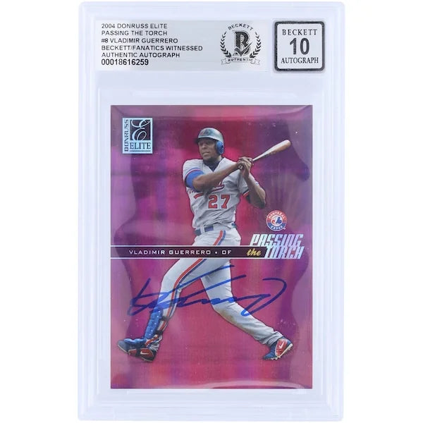 Vladimir Guerrero Signed 2004 Donruss Elite Passing the Torch Card | Graded 10