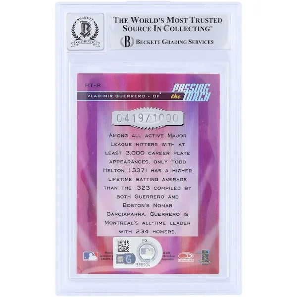 Vladimir Guerrero Signed 2004 Donruss Elite Passing the Torch Card | Graded 10
