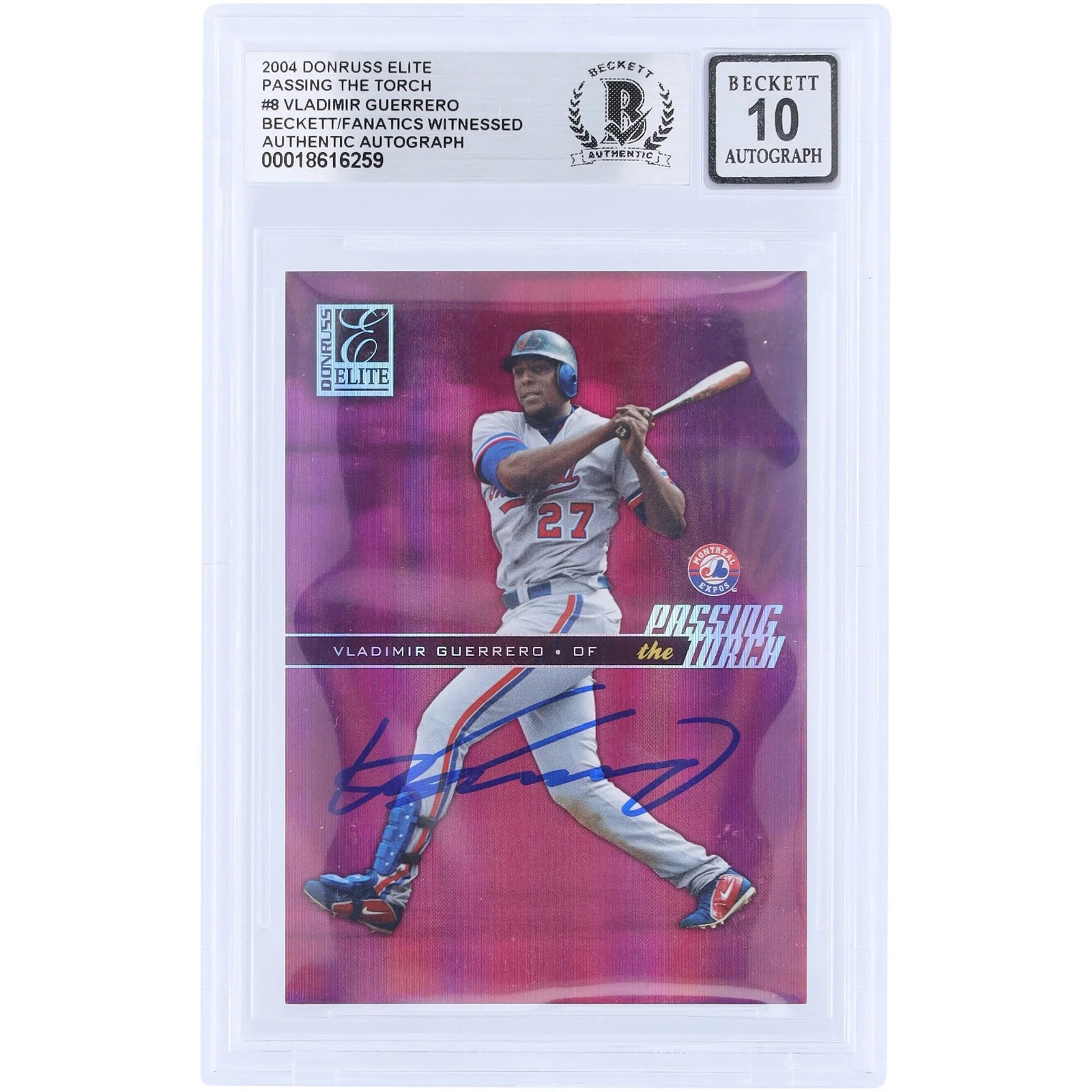 Vladimir Guerrero Signed 2004 Donruss Elite Passing the Torch Card | Graded 10