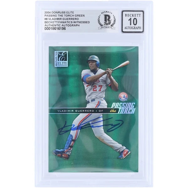 Vladimir Guerrero Signed 2004 Donruss Elite Passing the Torch Green Card | #PT-8 #/500