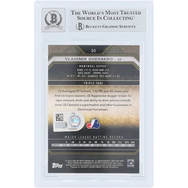 Vladimir Guerrero Signed 2016 Topps Triple Threads Amethyst Card #30 | Graded 10
