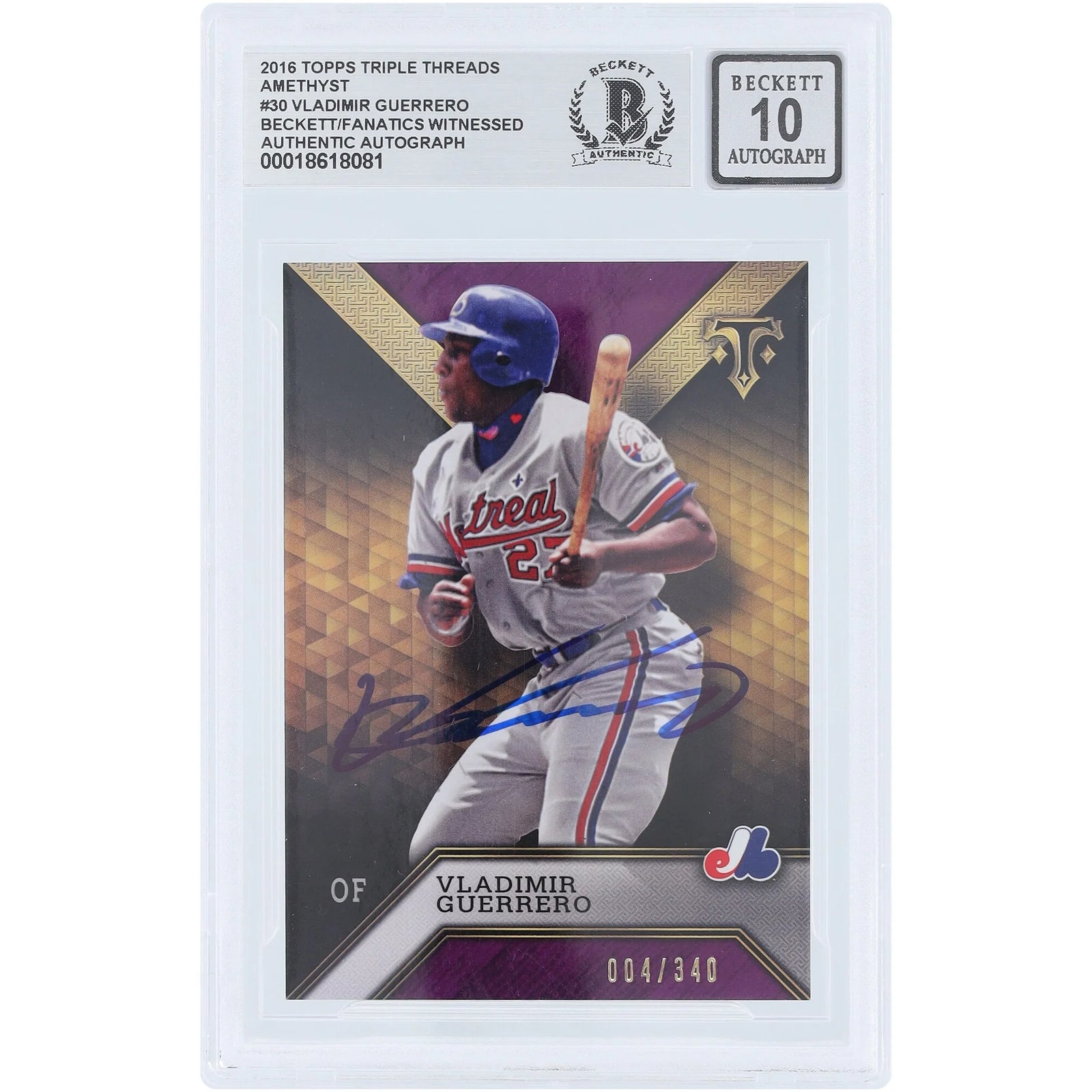 Vladimir Guerrero Signed 2016 Topps Triple Threads Amethyst Card #30 | Graded 10