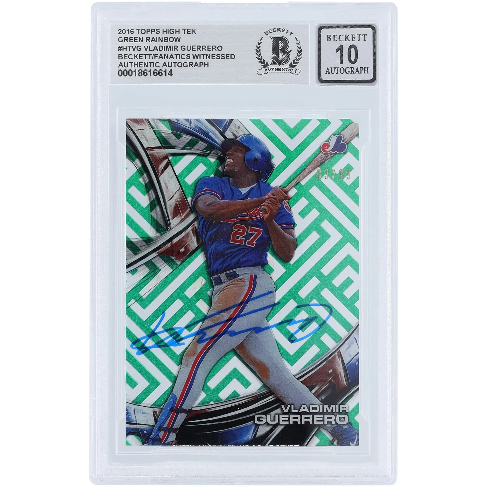 Vladimir Guerrero Signed 2016 Topps High Tek Green Rainbow Card | Beckett Authenticated