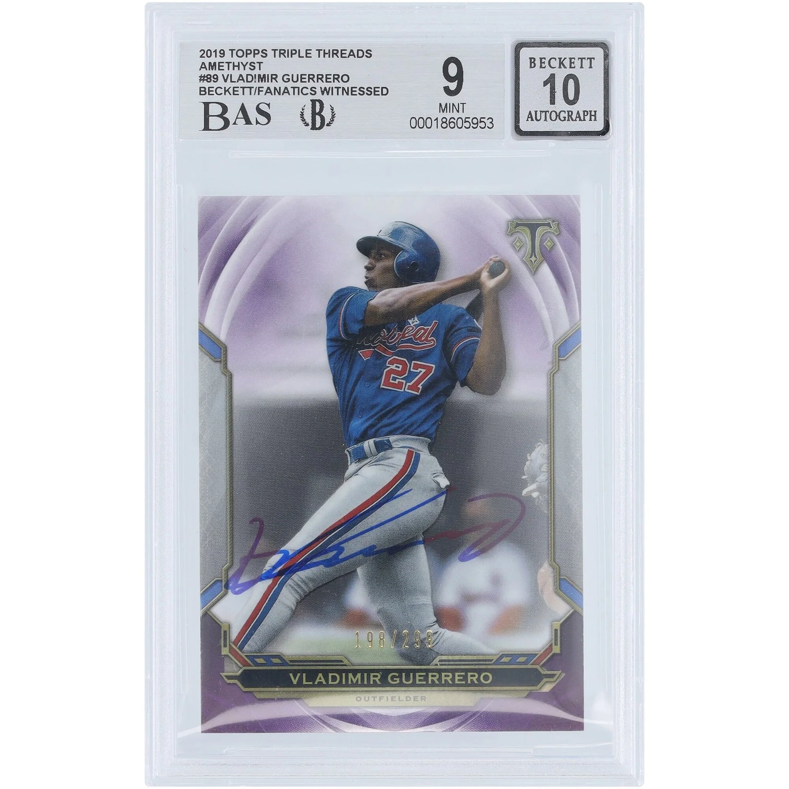 Vladimir Guerrero Signed 2019 Topps Triple Threads Amethyst #89 | Montreal Expos