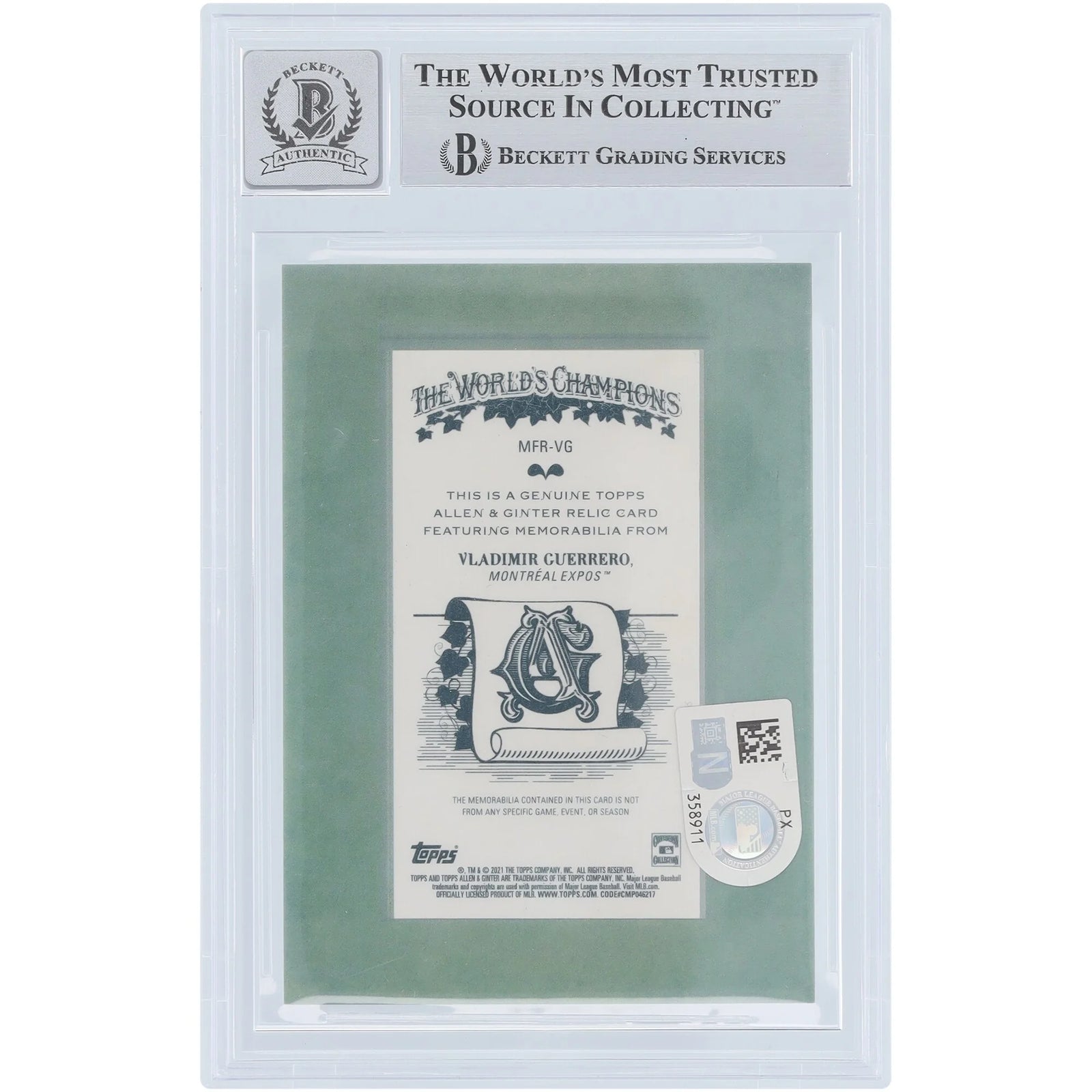 Vladimir Guerrero Signed 2021 Topps Allen & Ginter Mini Card | Montreal Expos