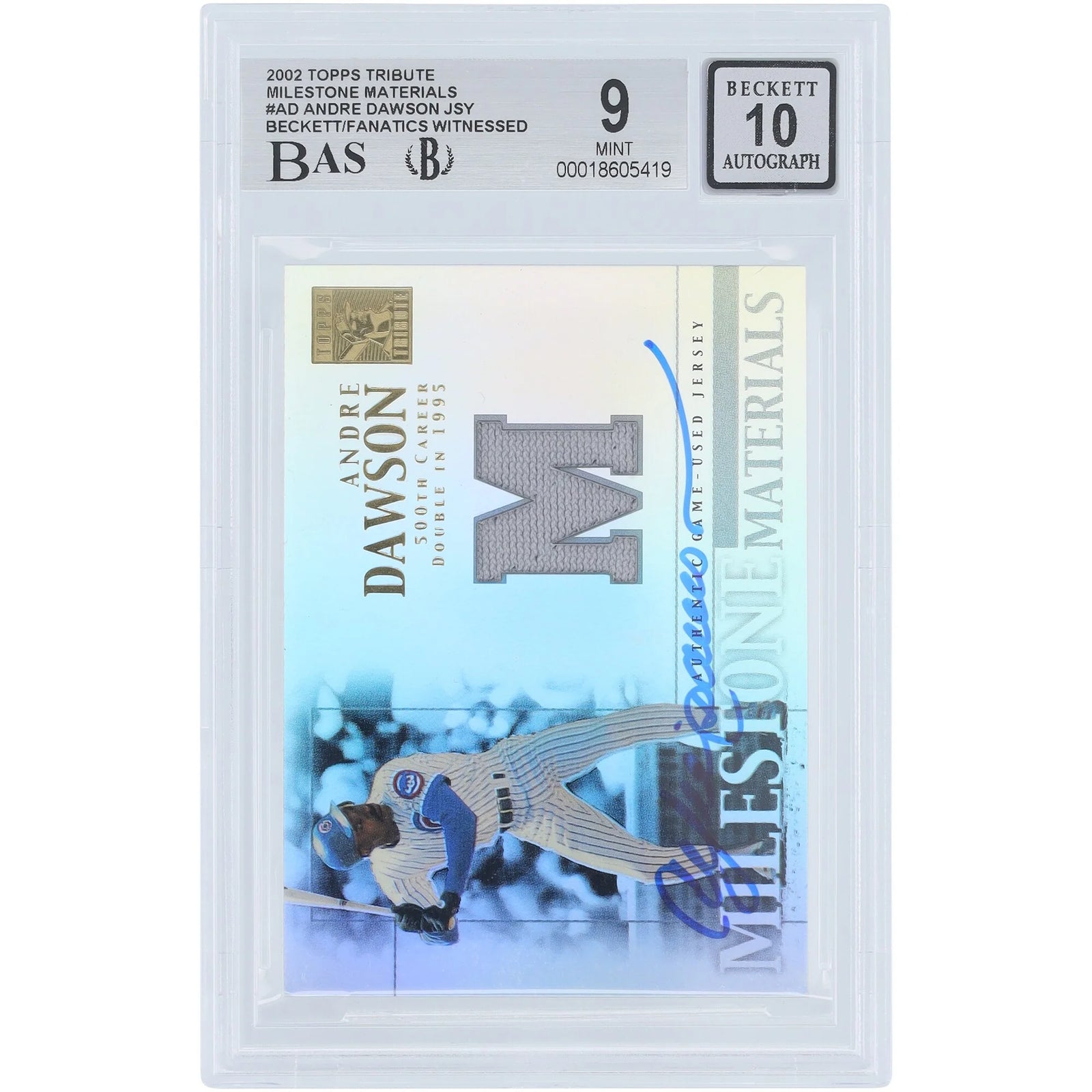 Andre Dawson Signed 2002 Topps Tribute Milestone Materials Card | Beckett Authenticated