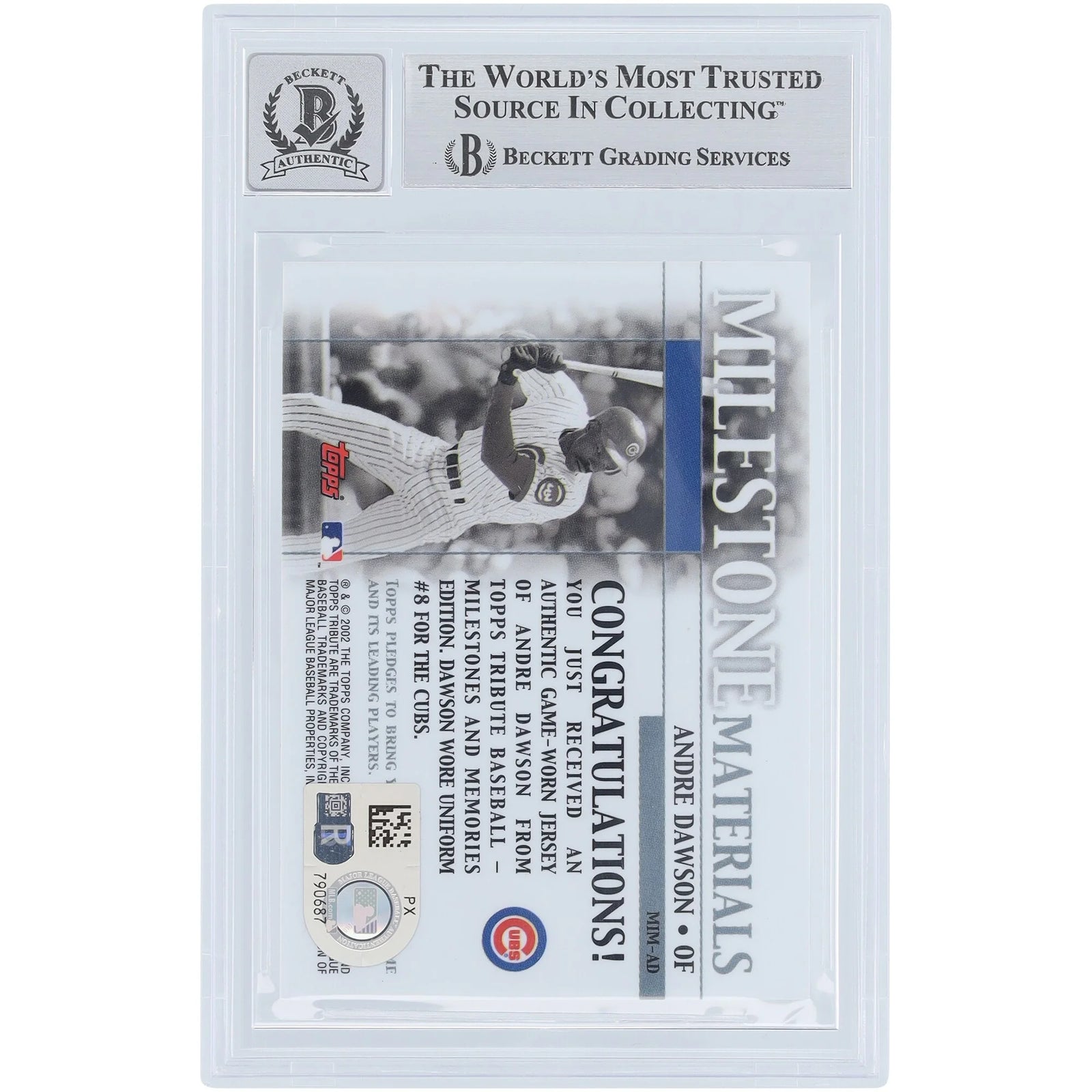 Andre Dawson Signed 2002 Topps Tribute Milestone Materials Card | Beckett Authenticated