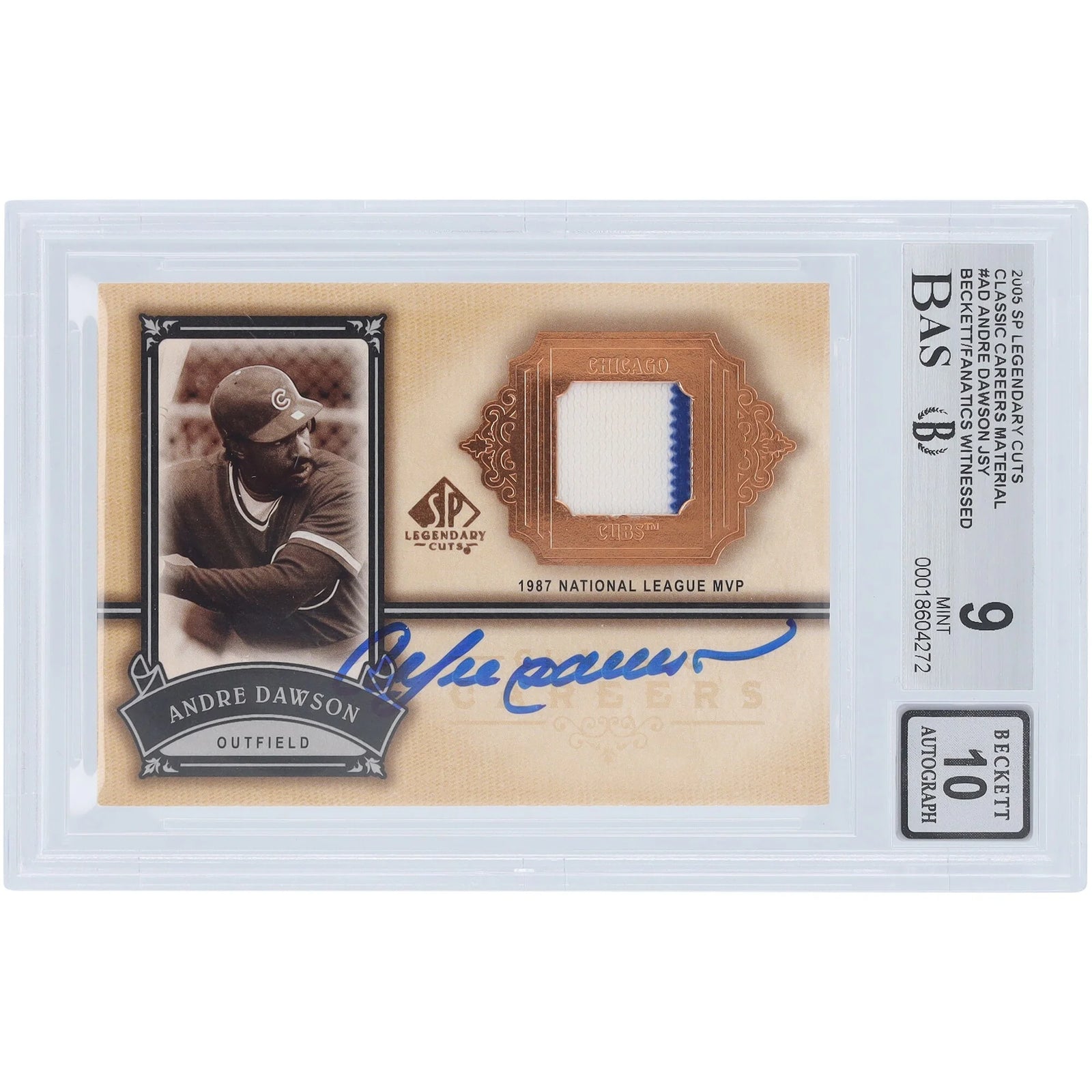 Andre Dawson Signed 2005 Upper Deck SP Legendary Cuts Card | Graded 9