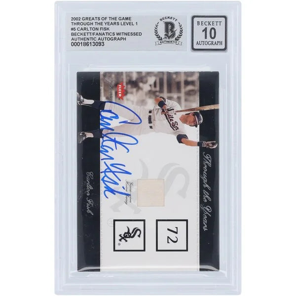 Carlton Fisk Signed 2002 Fleer Greats of the Game Card | Graded 10