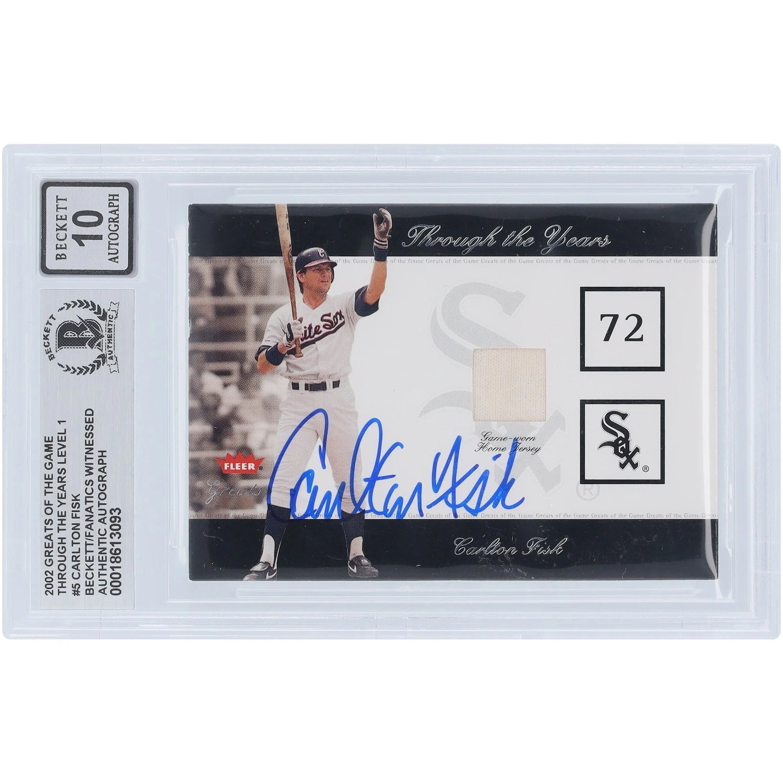 Carlton Fisk Signed 2002 Fleer Greats of the Game Card | Graded 10