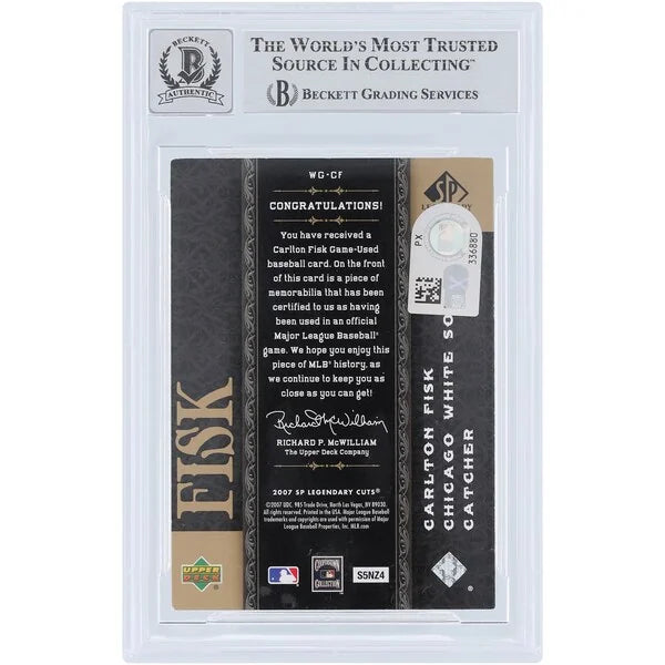 Carlton Fisk Signed 2007 Upper Deck SP Legendary Cuts Card | Graded 10