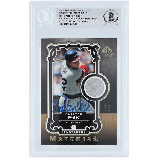 Carlton Fisk Chicago White Sox Autographed 2007 Upper Deck SP Legendary Cuts Masterful Material Relic #MM-CF Beckett Fanatics Witnessed Authenticated Card - F2