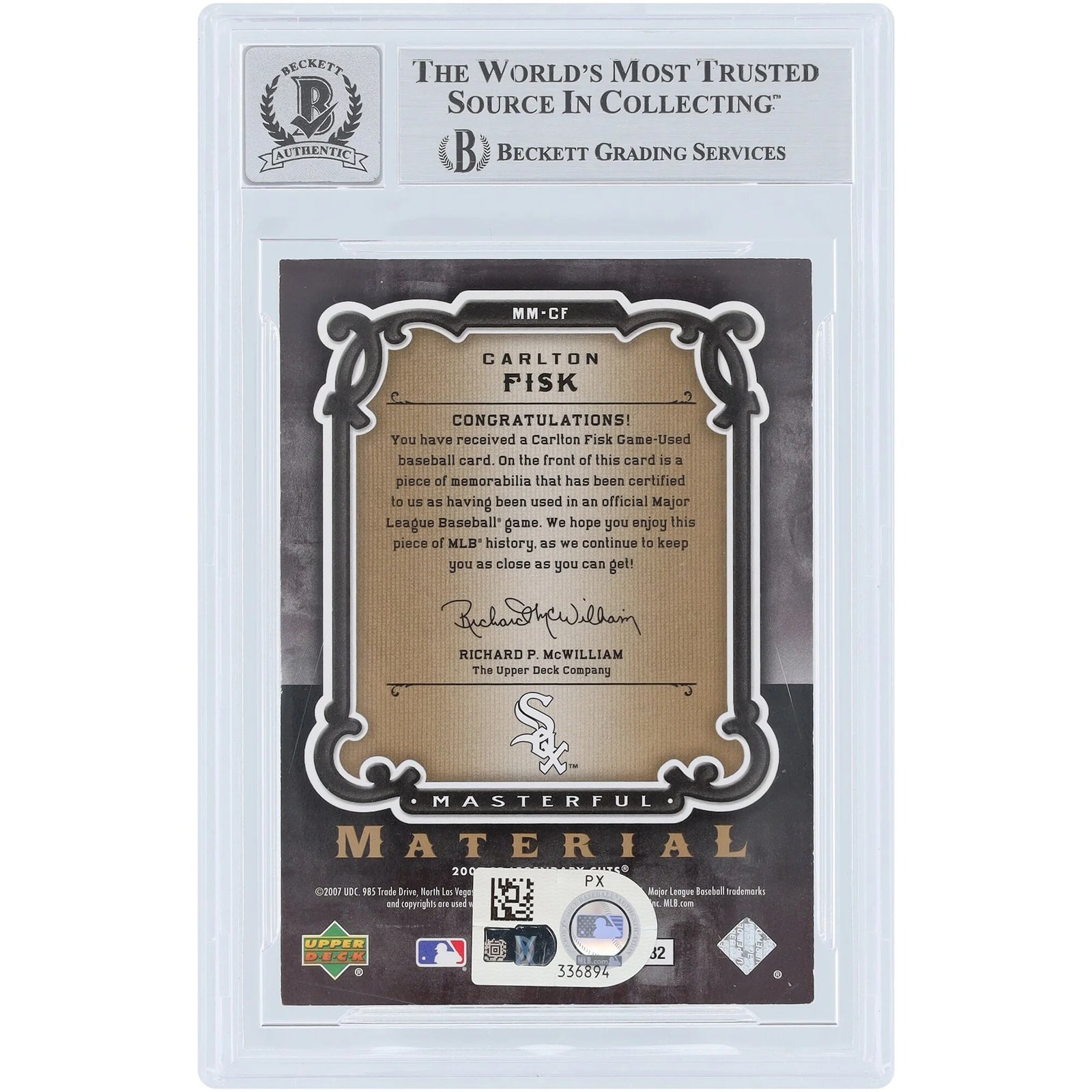 Carlton Fisk Signed 2007 Upper Deck SP Legendary Cuts Card | Graded 10