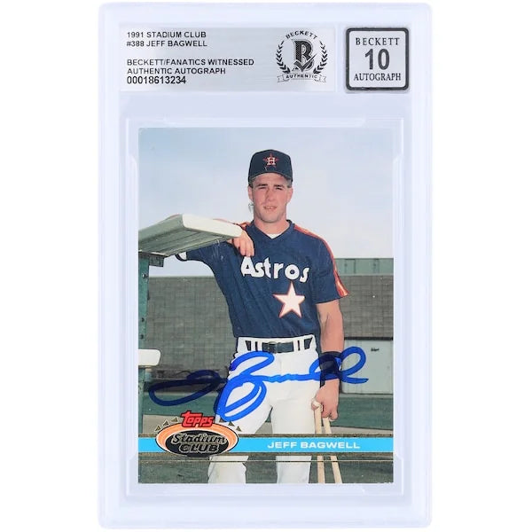Jeff Bagwell Signed 1991 Topps Stadium Club #388 Rookie Card | Graded 10