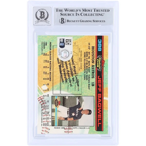 Jeff Bagwell Signed 1991 Topps Stadium Club #388 Rookie Card | Graded 10
