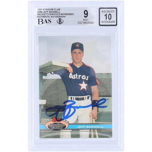 Jeff Bagwell Signed 1991 Topps Stadium Club #388 Rookie Card | Beckett Authenticated