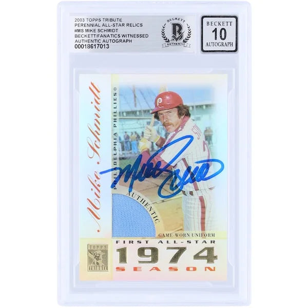 Mike Schmidt Signed 2003 Topps Tribute Perennial All-Star Relic Card | Beckett 10
