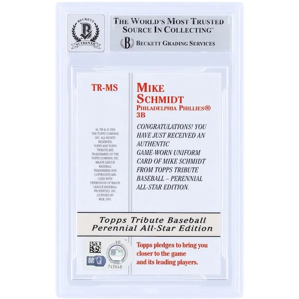 Mike Schmidt Signed 2003 Topps Tribute Perennial All-Star Relic Card | Beckett 10