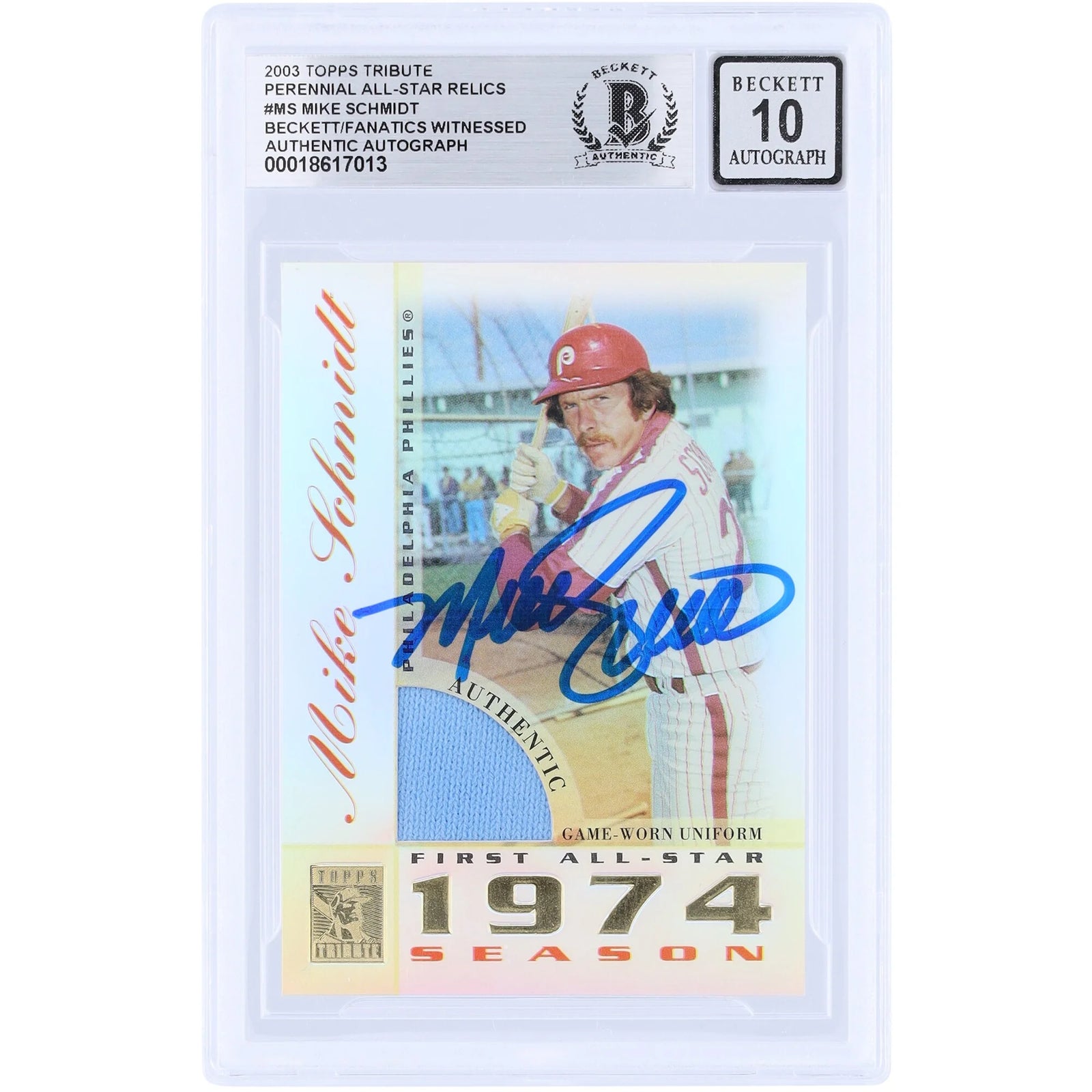 Mike Schmidt Signed 2003 Topps Tribute Perennial All-Star Relic Card | Beckett 10
