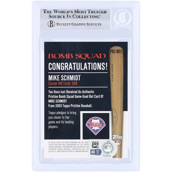 Mike Schmidt Signed 2003 Topps Pristine Bomb Squad Relic Card | Beckett Authenticated