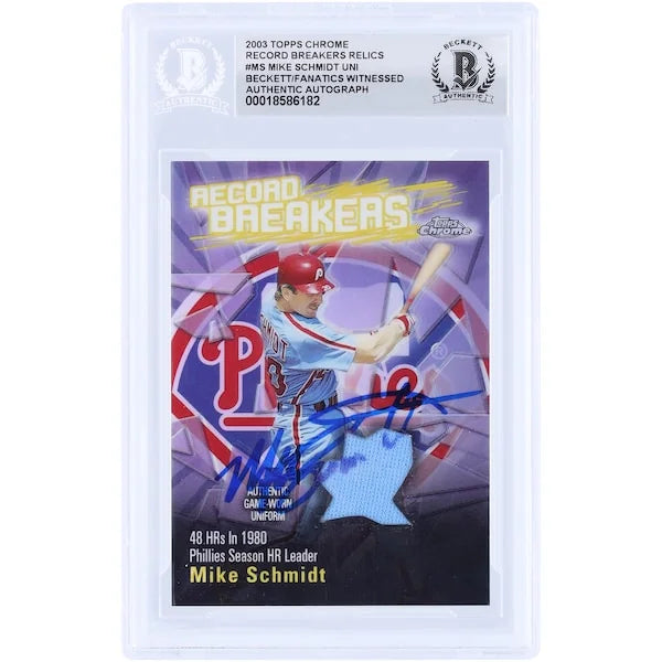 Mike Schmidt Signed 2003 Topps Chrome Record Breaker Relic Card | Beckett Authenticated