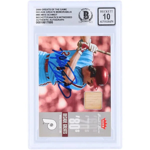 Mike Schmidt Signed 2006 Fleer Greats of the Game Card | Graded 10