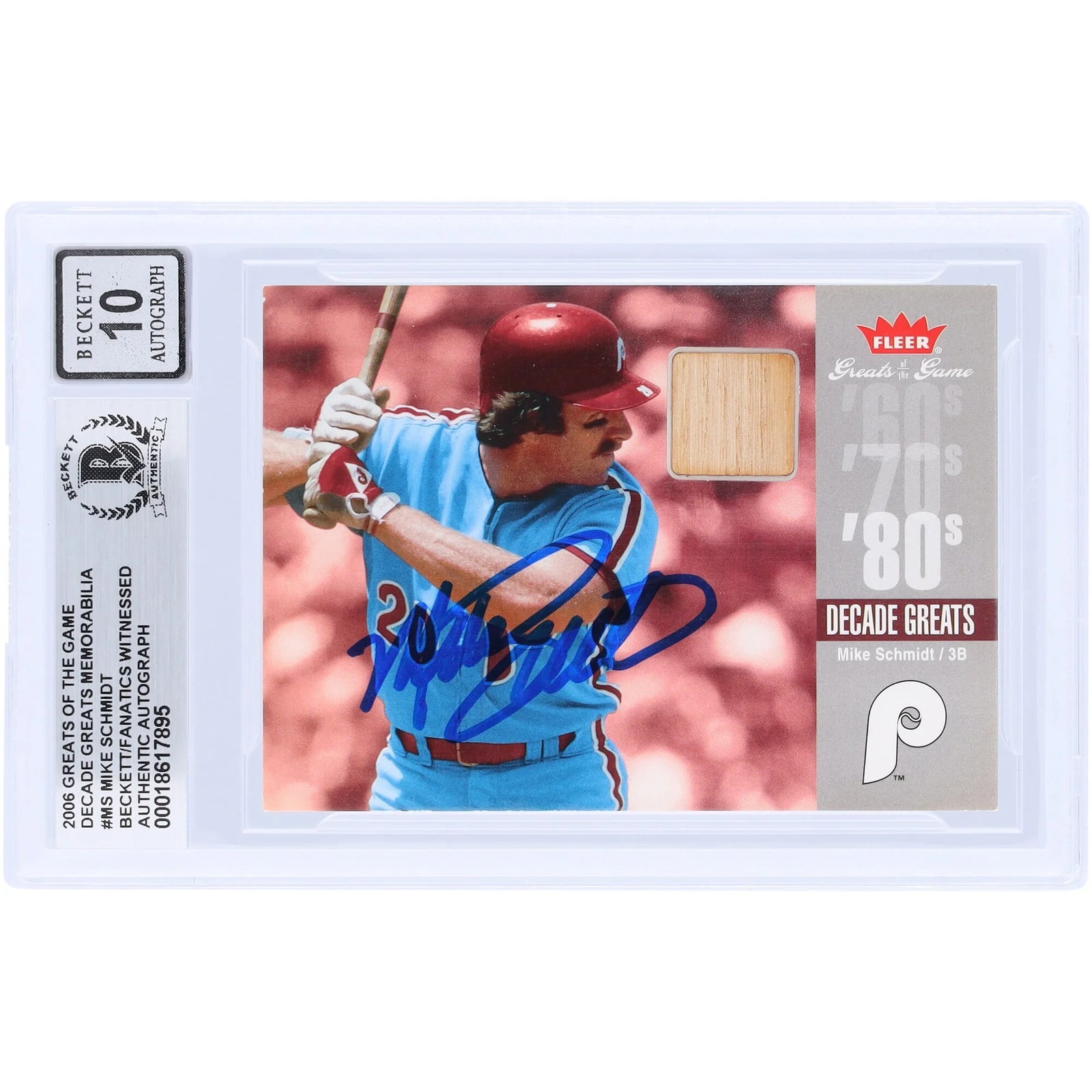 Mike Schmidt Signed 2006 Fleer Greats of the Game Card | Graded 10