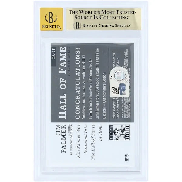 Jim Palmer Signed 2004 Topps Tribute HOF Cut Card | Graded 9.5
