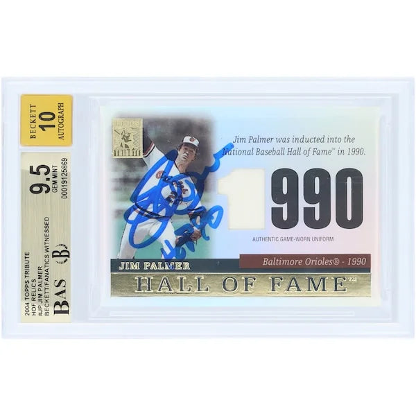 Jim Palmer Signed 2004 Topps Tribute HOF Cut Card | Graded 9.5