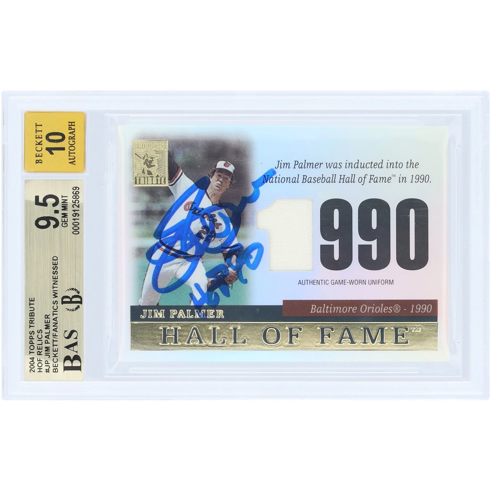 Jim Palmer Signed 2004 Topps Tribute HOF Cut Card | Graded 9.5