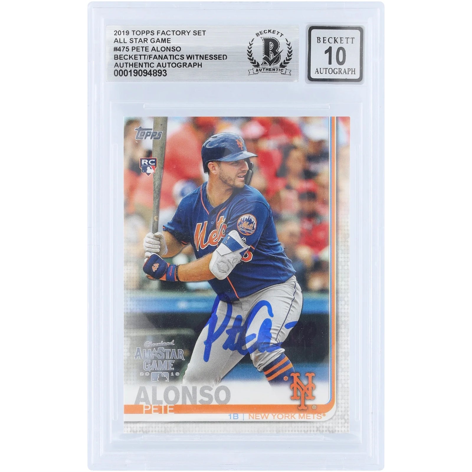 Pete Alonso Signed 2019 Topps All Star Game Rookie #475 Card | Beckett 10