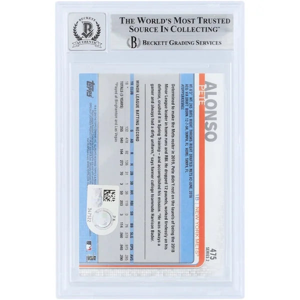 Pete Alonso Signed 2019 Topps All Star Game Rookie Card #475 | Graded 9