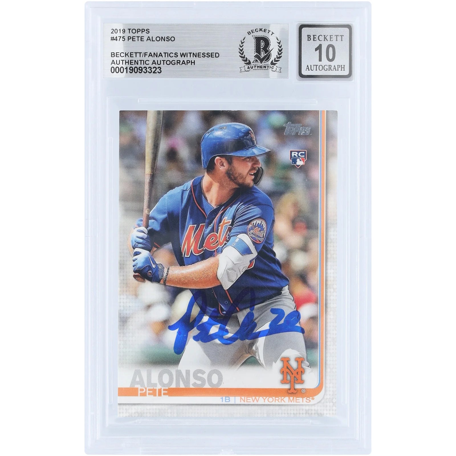 Pete Alonso Signed 2019 Topps Rookie Card #475 | Beckett Graded 10