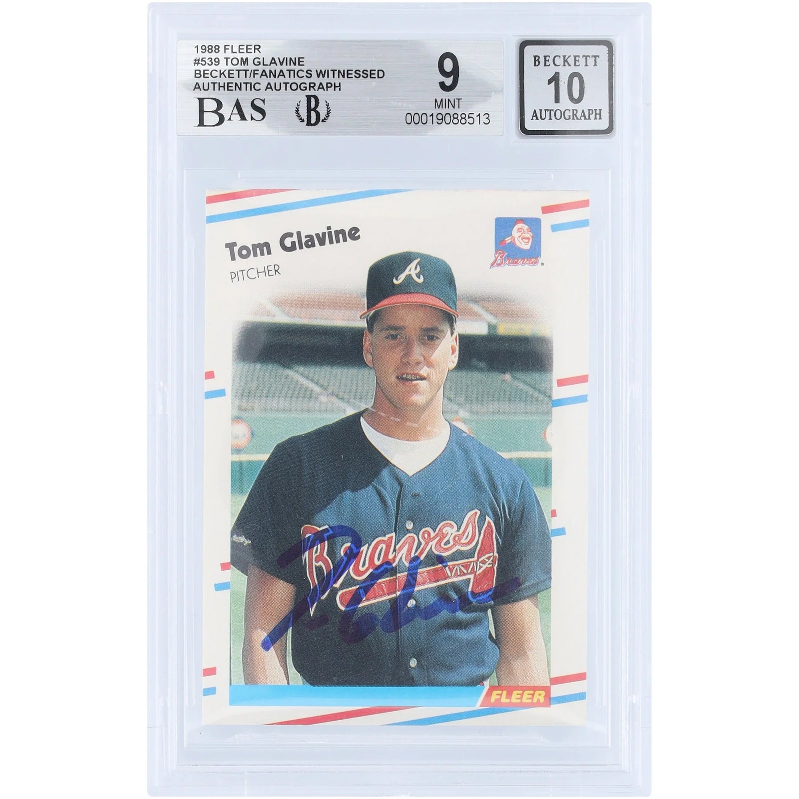 Tom Glavine Signed 1988 Fleer #539 Rookie Card | Beckett Authenticated