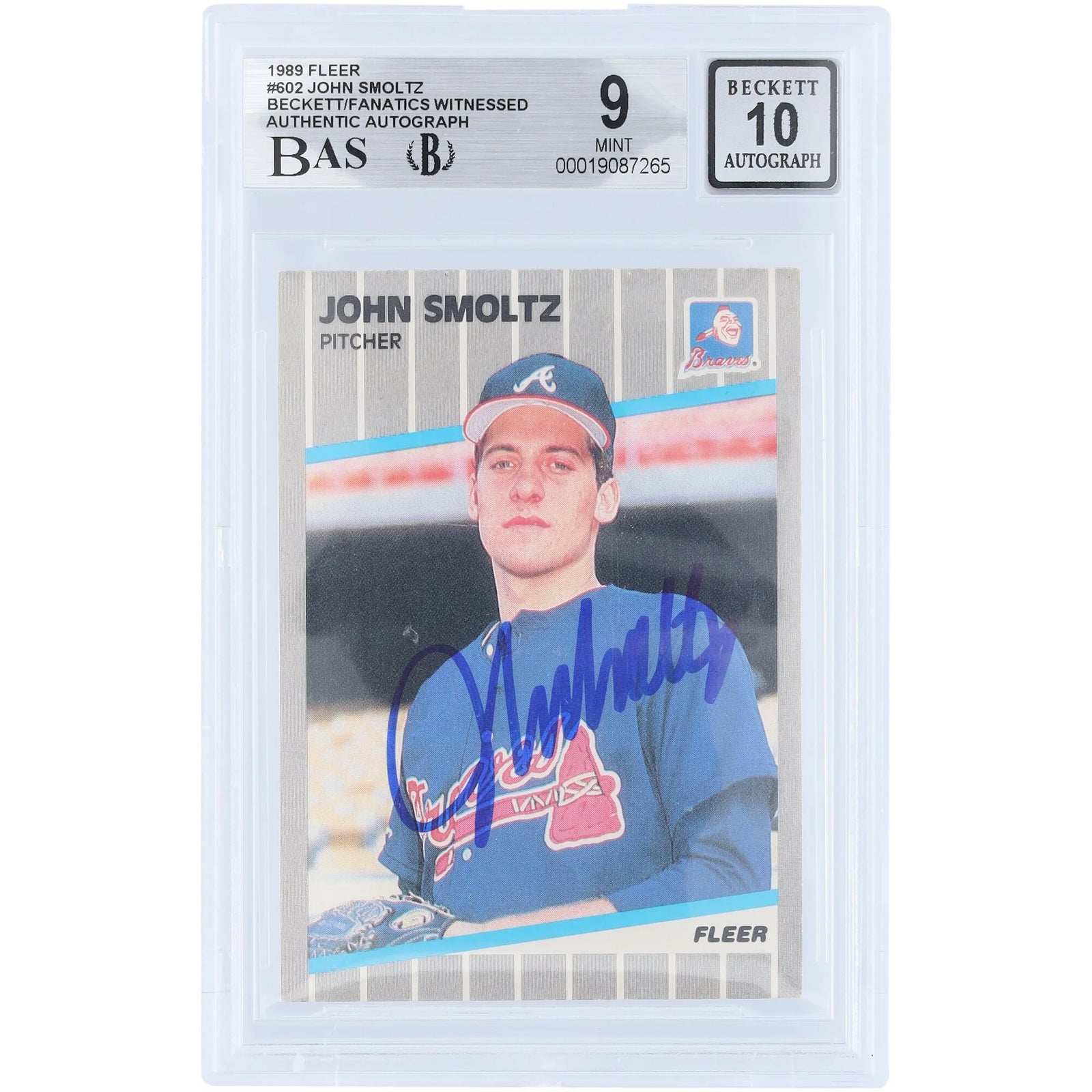 John Smoltz Signed 1989 Fleer #602 Rookie Card | Beckett Authenticated