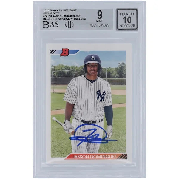 Jasson Dominguez Signed 2020 Bowman Prospects Heritage Card | Graded 9