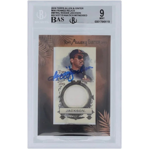 Reggie Jackson Signed 2019 Topps Allen & Ginter Mini Framed Jersey Relic Card | Beckett Au