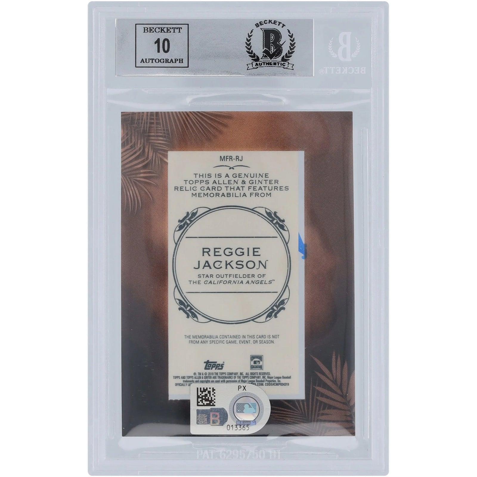 Reggie Jackson Signed 2019 Topps Allen & Ginter Mini Framed Jersey Relic Card | Beckett Au