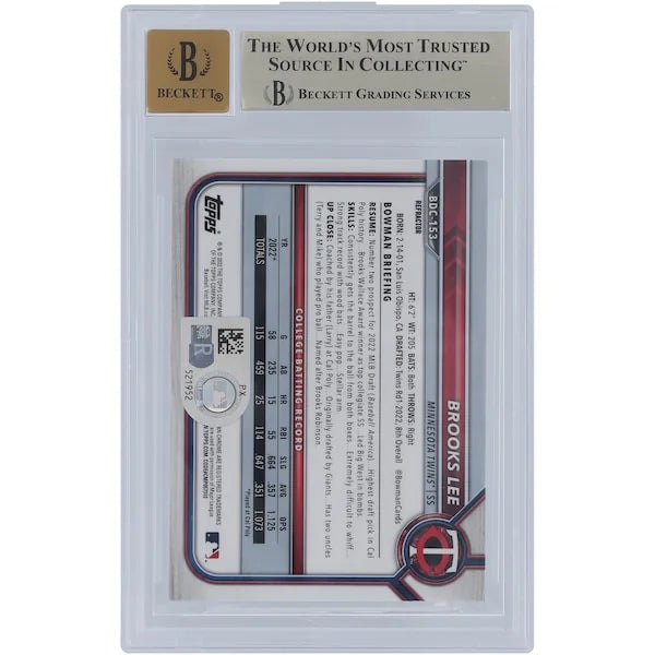 Brooks Lee Signed 2022 Bowman Chrome Draft Refractor #BDC-153 | BGS 9.5