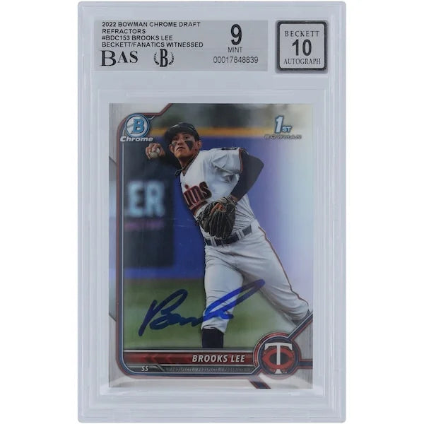 Brooks Lee Signed 2022 Bowman Chrome Draft Refractor #BDC-153 | Graded 9