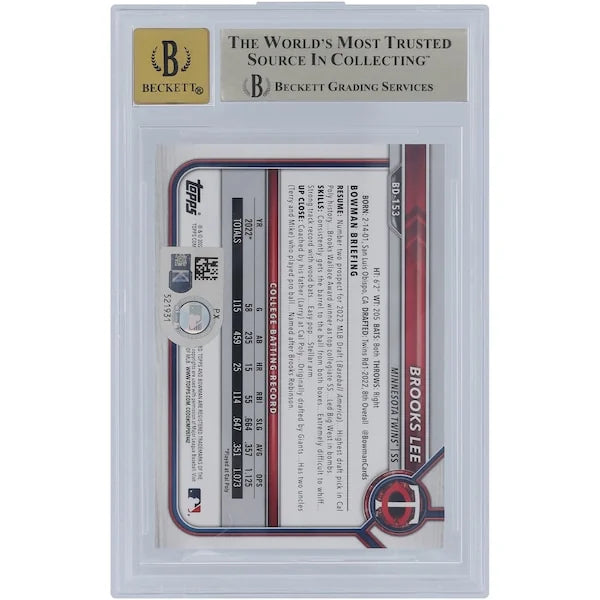 Brooks Lee Signed 2022 Bowman Draft 1st Edition Card | BGS 9.5