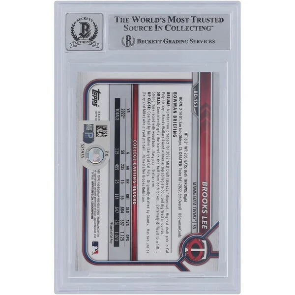 Brooks Lee Signed 2022 Bowman Draft 1st Edition #BD-153 | Graded 9