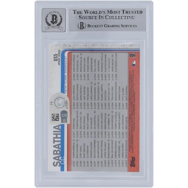 CC Sabathia Signed 2019 Topps Update #US5 Card | Graded 9